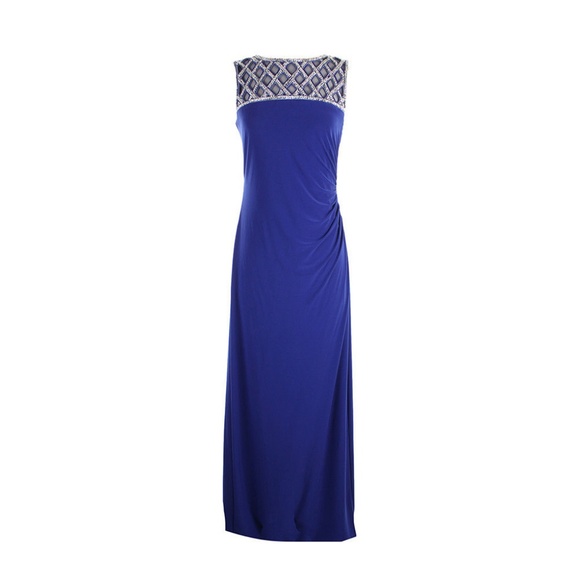 Xscape Blue Beaded Dress